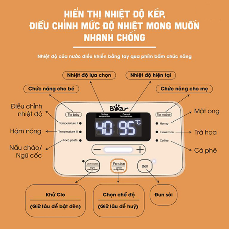 Máy đun và hâm sữa đa năng Bear TNQ-D12D1 - Hàng chính hãng
