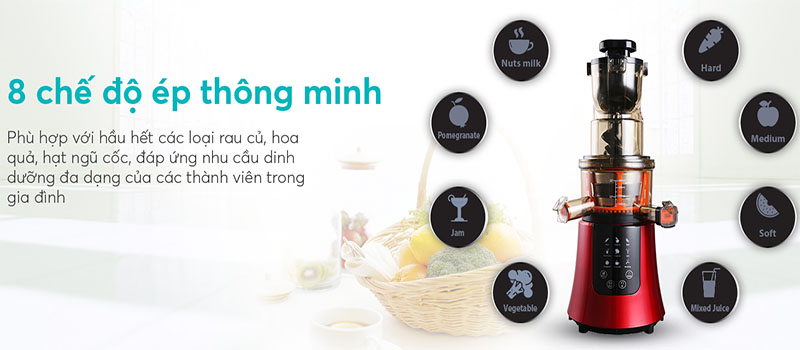 8 chế độ ép của Máy ép chậm Korihome JEK-688