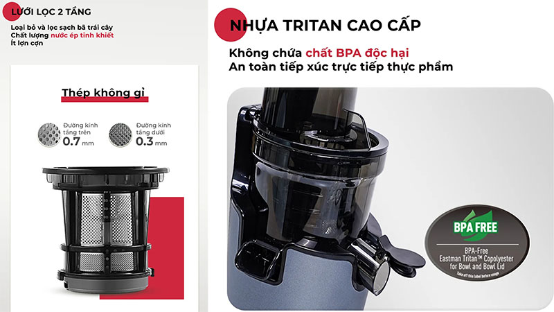 Chất liệu của Máy ép chậm Magic Eco AC-133