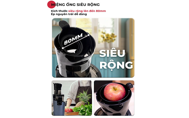 Thiết kế miệng ống tiếp nguyên liệu của Máy ép chậm Magic Eco AC-133