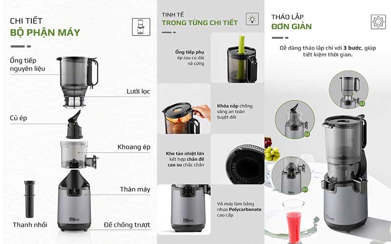 Máy ép chậm Olivo SJ196 - Hàng chính hãng