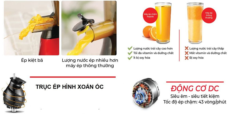 Máy ép chậm Rapido RSJ-150M - Hàng chính hãng