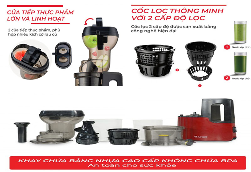 Máy ép chậm Rapido RSJ-200M - Hàng chính hãng