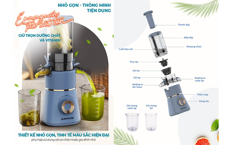 Máy ép chậm Sunhouse SHD5518 - Hàng chính hãng