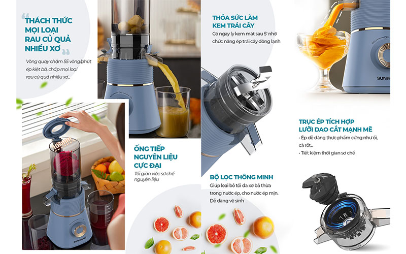 Máy ép chậm Sunhouse SHD5518 - Hàng chính hãng