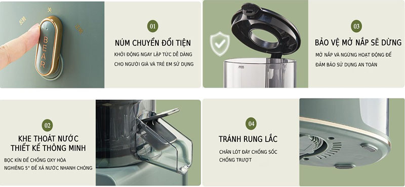Máy ép chậm đa năng Bear YZJ-D01Y6 - Hàng chính hãng