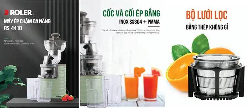 Máy ép chậm đa năng Roler RS-4418 - Hàng chính hãng