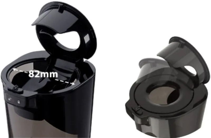 Kích thước của miệng là 82mm có thể ép nguyên trái hoặc ép rau đa dạng. 