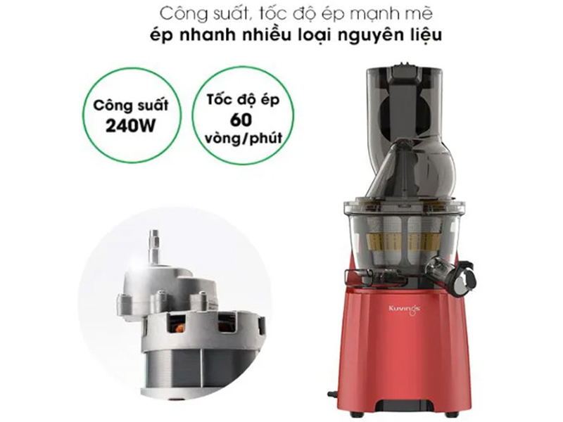 Công suất mạnh mẽ, ép kiệt bã các loại trái cây