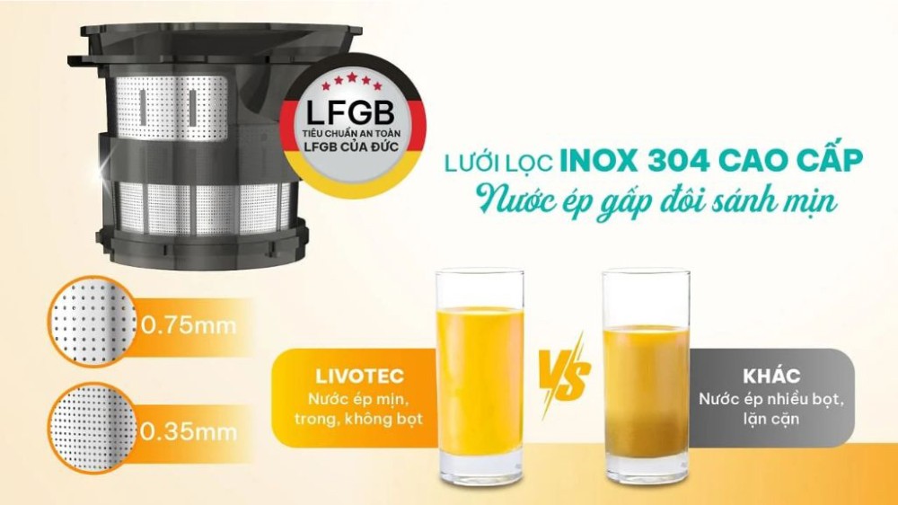 Lưới lọc bằng inox 304 không gỉ,  lọc sạch cặn bã