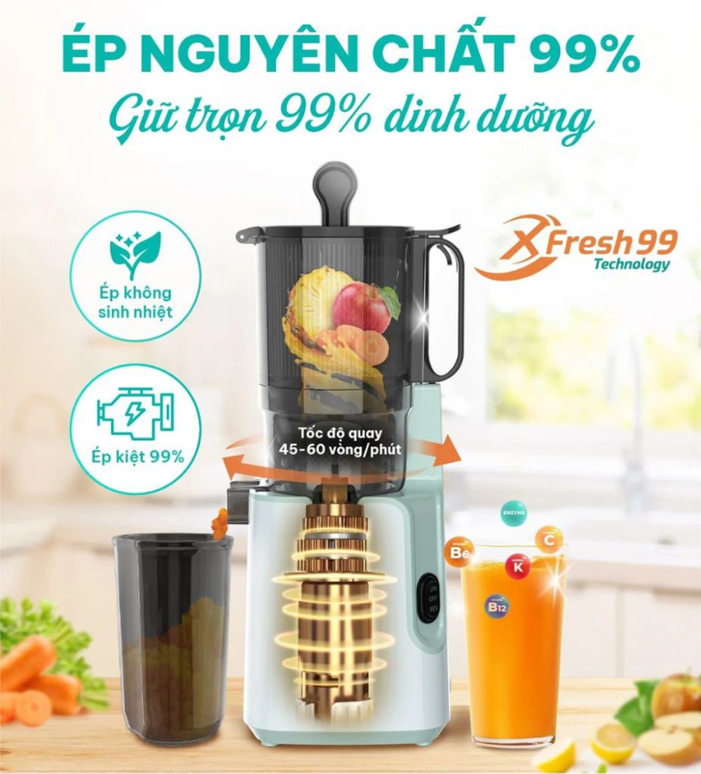 Công nghệ ép chậm tiên tiến, giữ nguyên hương vị và dưỡng chất tự nhiên