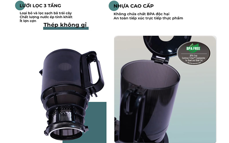 Chất liệu của Máy ép chậm miệng rộng Magic Eco AC-144