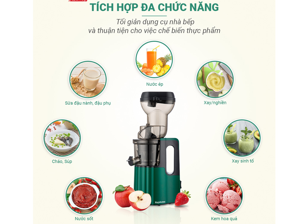 Máy ép chậm Nagakawa NAG0817  - Hàng chính hãng