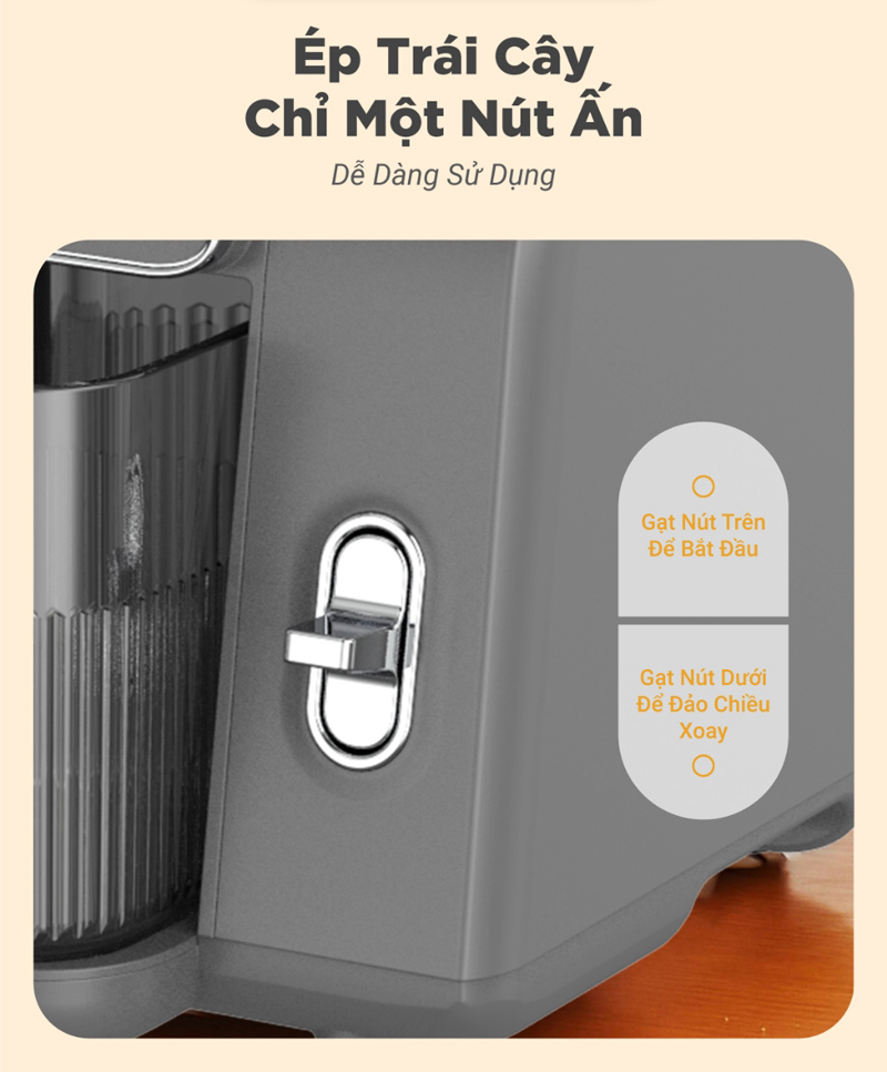 Điều khiển bằng nút gạt cơ 1 tốc độ cùng tính năng ép đảo chiều