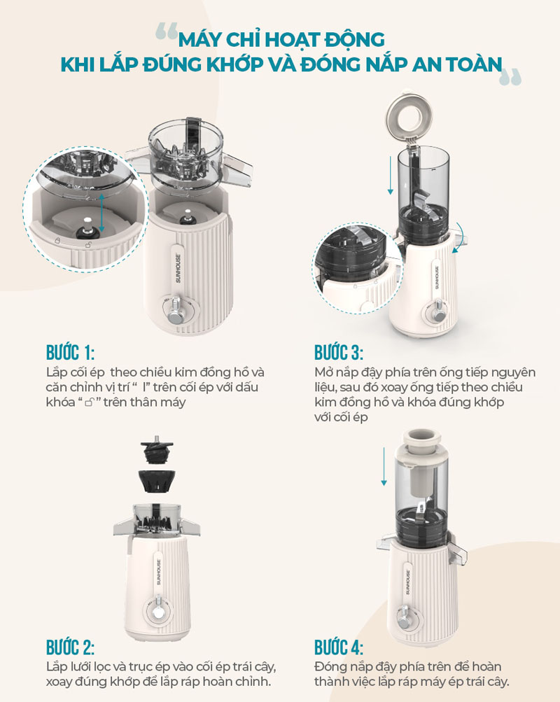 Các bước lắp đặt máy ép chậm