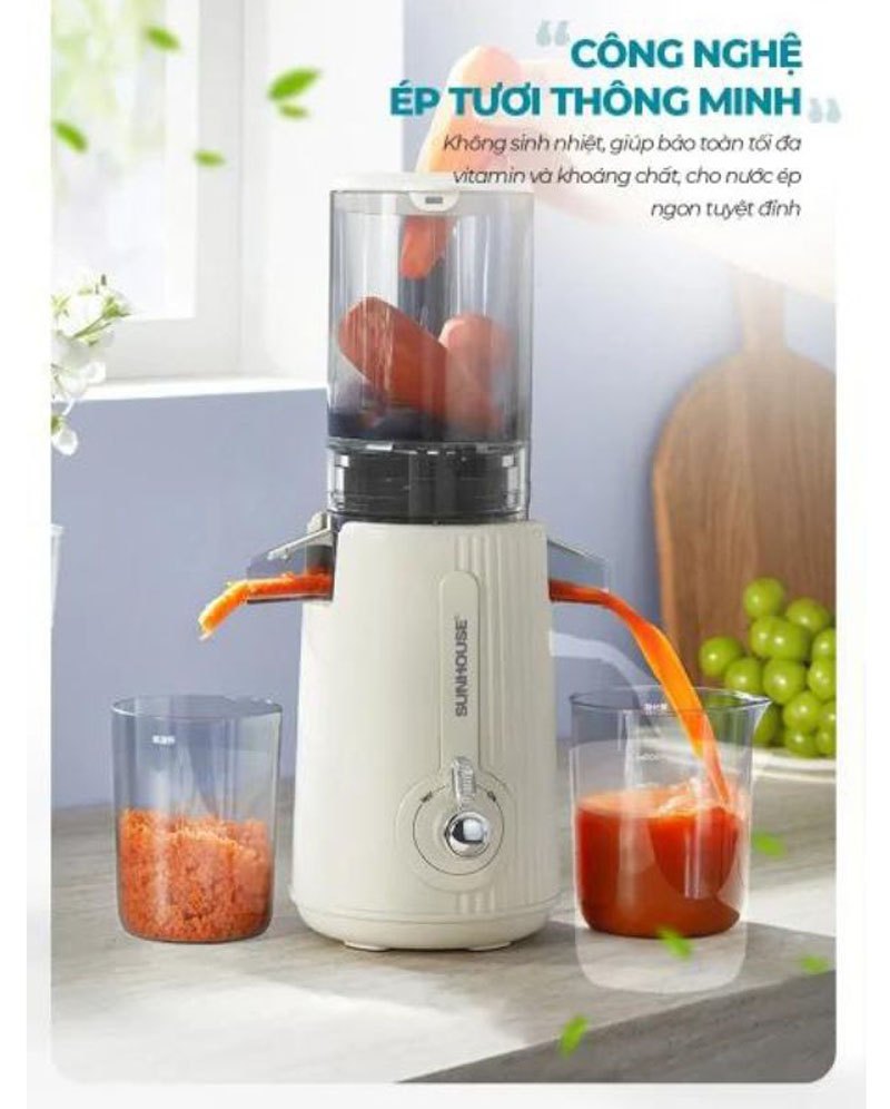 Công nghệ ép tươi thông minh, ép nước tối đa, giữ trọn vitamin và hương vị 
