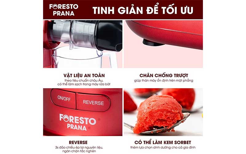 Máy ép chậm trục ngang Foresto Prana - 150W - Hàng chính hãng