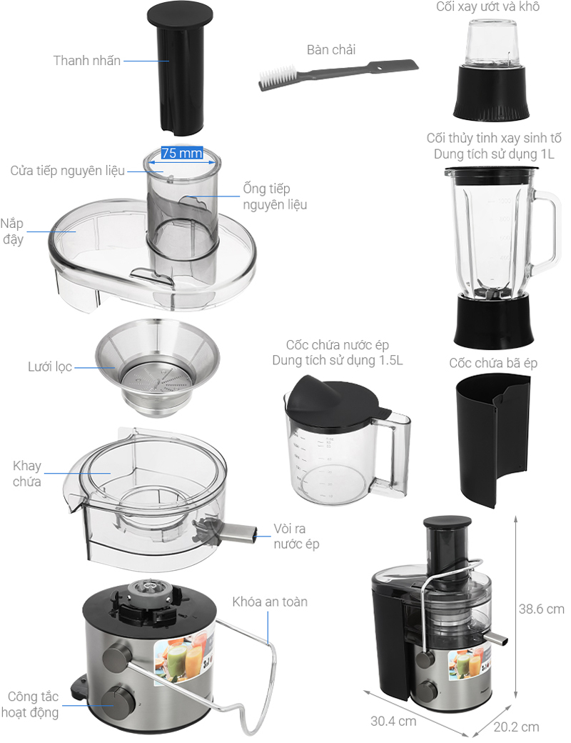 Cấu tạo của máy ép trái cây Panasonic MJ-CB800SRA