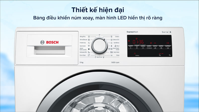Thiết kế bảng điều khiển của Máy giặt 9 kg Bosch WAT28482SG