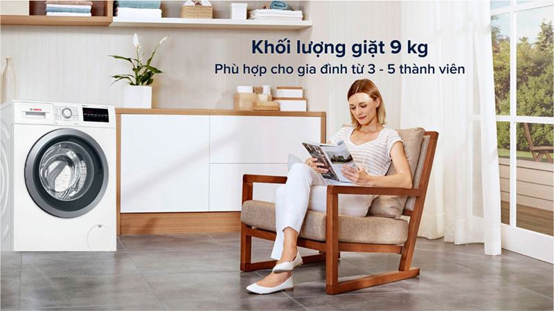 Khối lượng giặt của Máy giặt 9 kg Bosch WAT28482SG