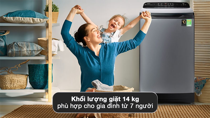 Khối lương giặt của Máy giặt Aqua 14 kg AQW-FR140UHT.SS