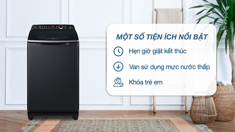 Máy giặt Inverter 12 kg Aqua AQW-DR120HT-BK - Hàng chính hãng