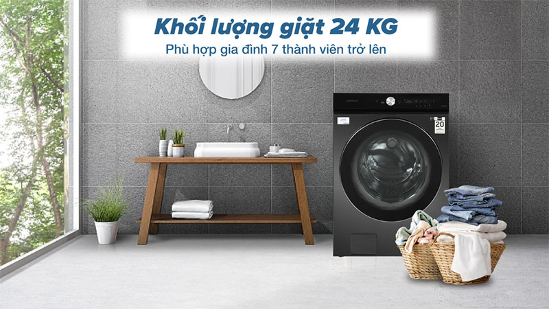 Máy giặt Bespoke AI Inverter 24kg Samsung WF24B9600KV/SV - Hàng chính hãng