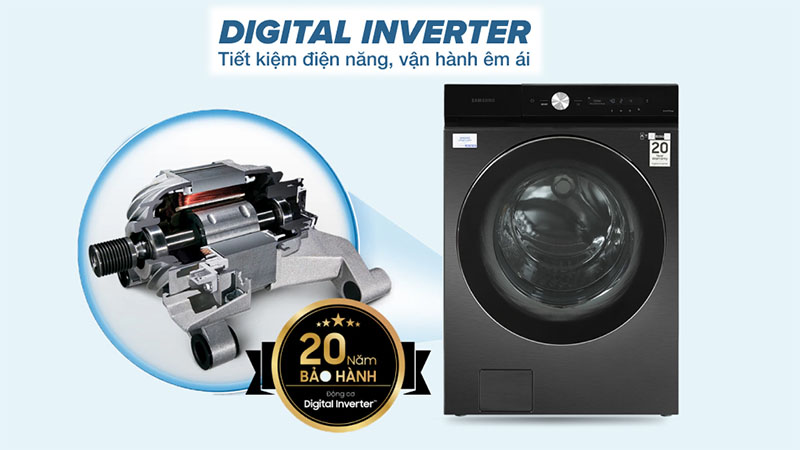 Máy giặt Bespoke AI Inverter 24kg Samsung WF24B9600KV/SV - Hàng chính hãng