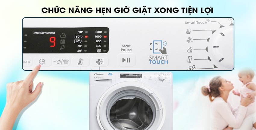 Chế độ hẹn giờ giặt của Máy giặt Candy HCS-1282D3Q/1-S