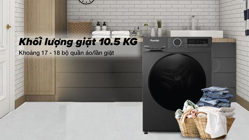 Máy giặt Inverter 10.5kg Funiki HWM-F8105ADG - Hàng chính hãng
