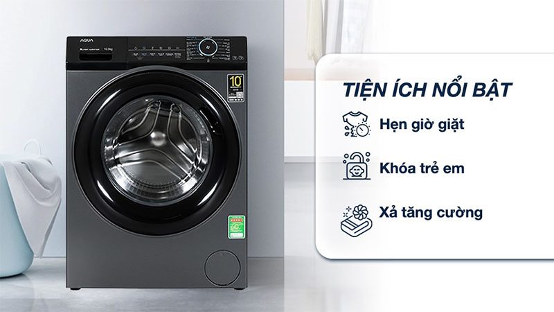Máy giặt Inverter 10.5 kg Aqua AQD-A1052J.BK - Hàng chính hãng