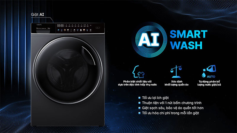 Máy giặt Inverter 10 kg Aqua AQD-DDW1000J.BK - Hàng chính hãng