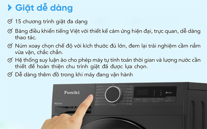 Máy giặt Inverter 12.5kg Funiki HWM-F8125ADG - Hàng chính hãng