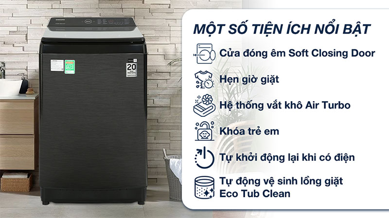 Máy giặt Inverter 12 kg Samsung WA12CG5745BVSV - Hàng chính hãng