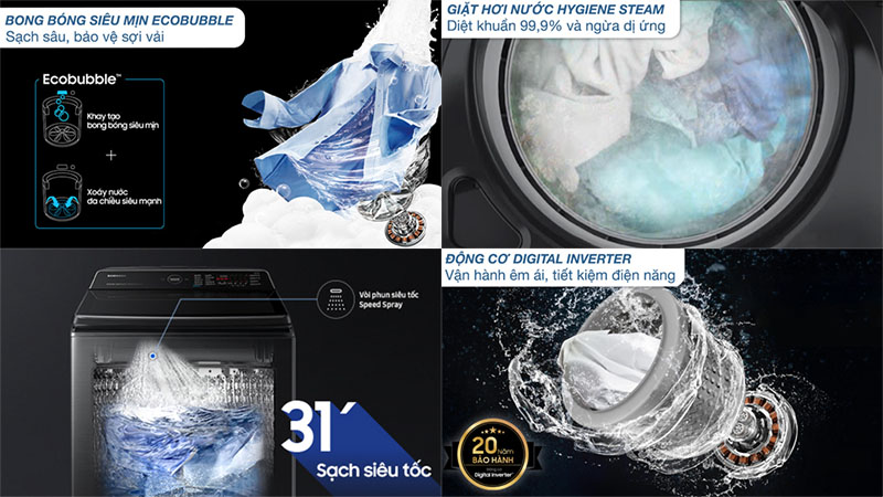 Máy giặt Inverter 12kg Samsung WA12CG5886BVSV - Hàng chính hãng
