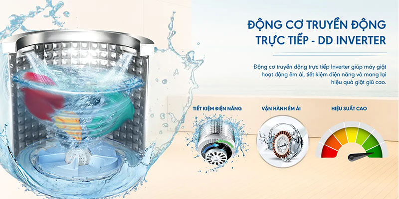 Máy giặt Inverter 14kg Aqua AQW-DR140UHT(PS) - Hàng chính hãng