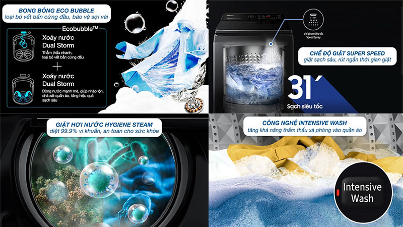 Máy giặt Inverter 17kg Samsung WA17CG6886BVSV - Hàng chính hãng