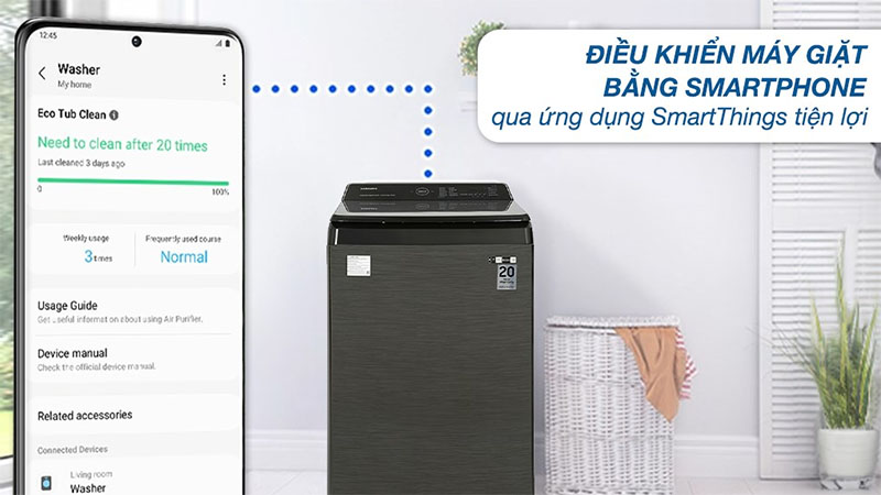 Máy giặt Inverter 17kg Samsung WA17CG6886BVSV - Hàng chính hãng