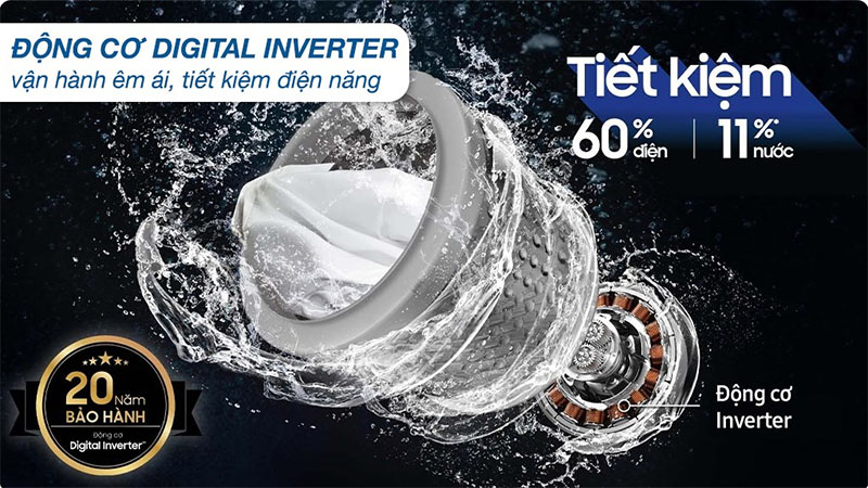 Máy giặt Inverter 17kg Samsung WA17CG6886BVSV - Hàng chính hãng