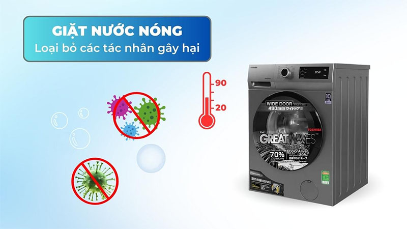 Chức năng giặt nước nóng của Máy giặt Inverter 8.5 kg Toshiba BK95S3V(SK)