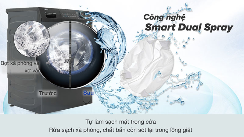 Máy giặt Inverter 8.5 kg Aqua AQD-A852J.BK - Hàng chính hãng