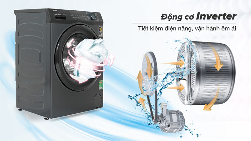 Máy giặt Inverter 8.5 kg Aqua AQD-A852J.BK - Hàng chính hãng