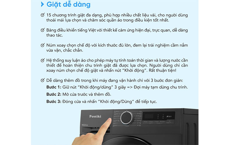 Máy giặt Inverter 9.5kg Funiki HWM-F895ADG - Hàng chính hãng