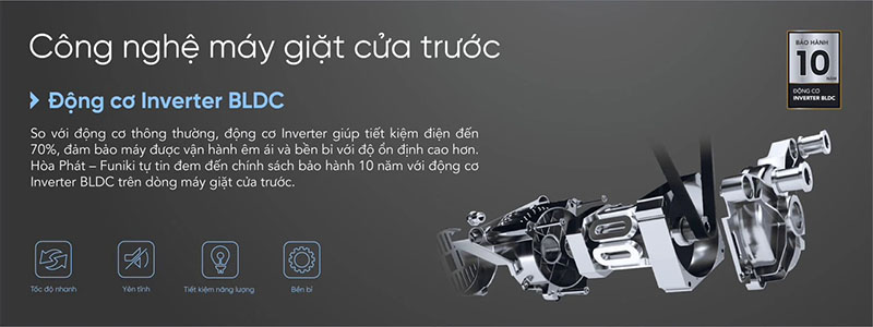 Máy giặt Inverter 9.5kg Funiki HWM-F895ADG - Hàng chính hãng