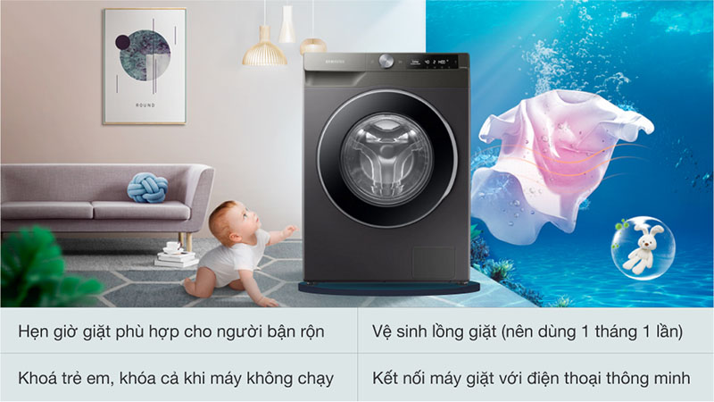 Máy giặt Inverter 9kg Samsung WW90T634DLN/SV - Hàng chính hãng