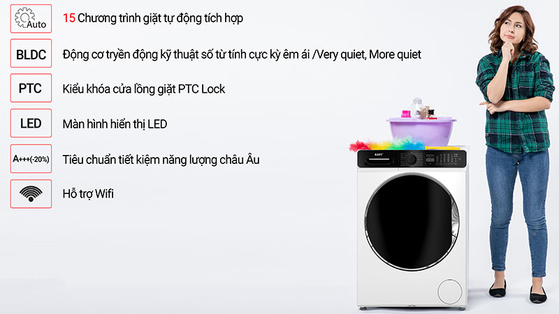 Máy giặt Kaff KF-MFC1062T3W/B - Hàng chính hãng