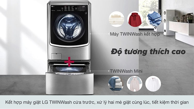 Tính năng kết hợp của Máy giặt LG TWINWash T2735NWLV