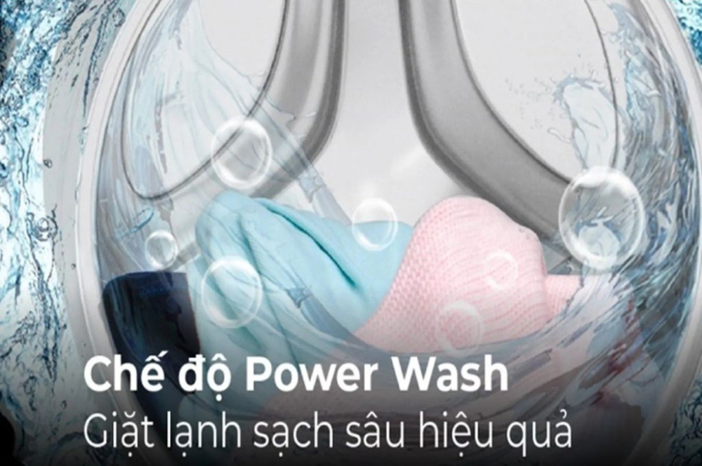 Công nghệ giặt siêu bọt khí Mega Power Wash, làm sạch nhanh chóng và hiệu quả