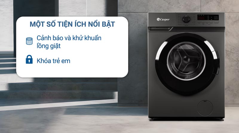 Máy giặt Casper Inverter 8 kg WF-8VG1  - Hàng chính hãng