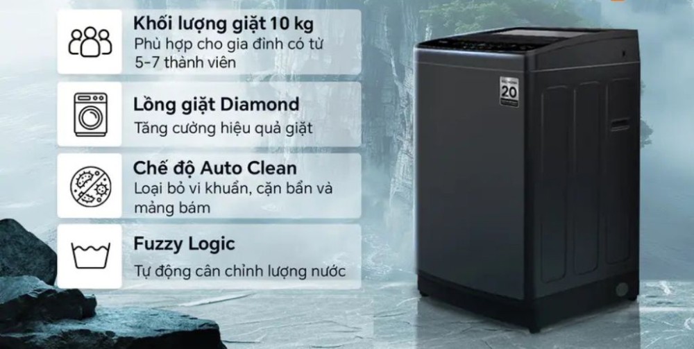 Máy giặt Casper 10 kg WT-10NB3 - Hàng chính hãng